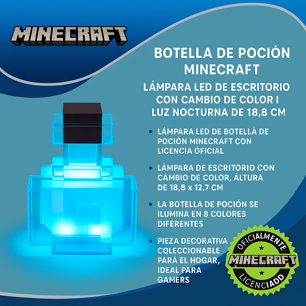 Lámpara Poción de Minecraft Luz Multicolor