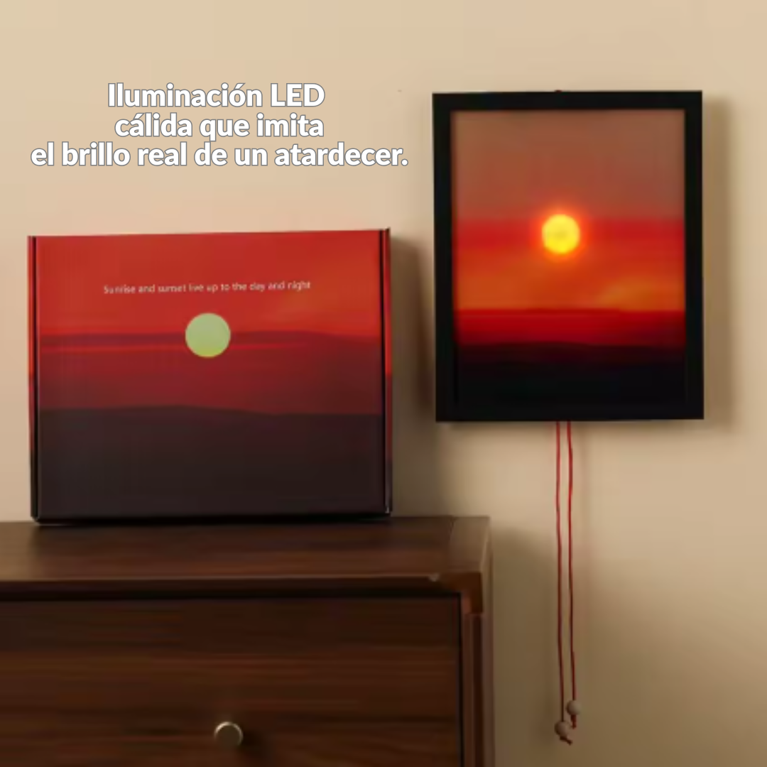 Cuadro Decorativo de Puesta de Sol con Iluminación